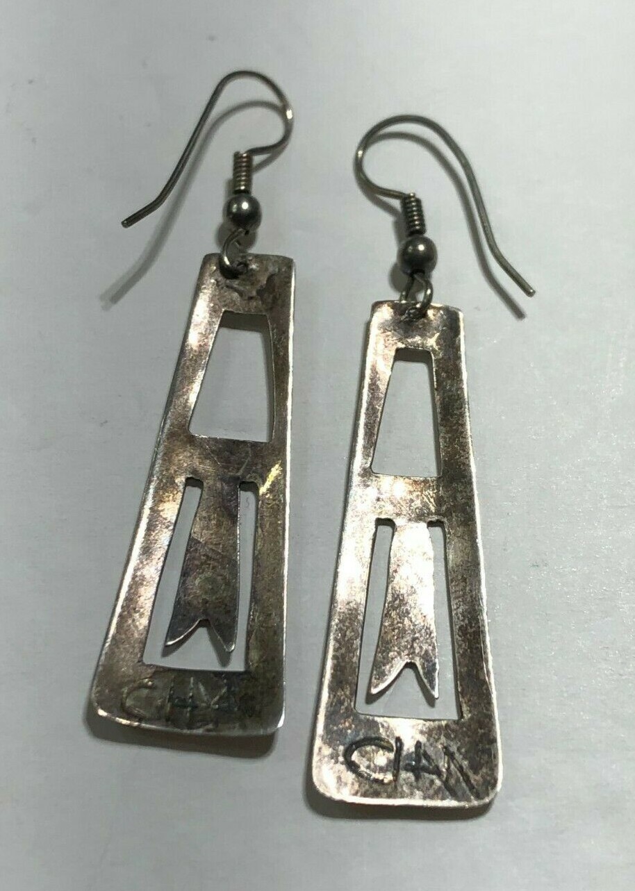 Native American Rectangle Feather Dangle Earrings… - image 7