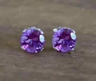 2Ct Round Lab-Created Amethyst Halo Stud Woman Earrings 14K White Gold Plated