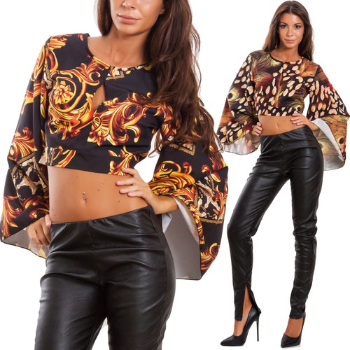 Blusa Mujer Corta Top Mangas Campana Suéter Ajustado Sexy Elegante GI-20680 eBay