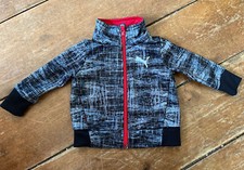 puma youth jacket sz 0-3 Mo full zip black grey Logo
