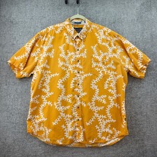 Reyn Spooner Button Down Shirt Mens XXL Orange Excellent Coral Print Aloha