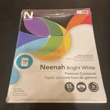 Neenah Premium Cardstock,8.5" x 11"65 lb/176 gsm,Bright White,100 Sheets (91901)