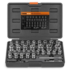 THINKWORK W6089 35 Pcs Bolt Extractor Kit 1/4" 3/8" Drive Impact Set