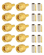 10 PCS SMA Connectors SMA Male Crimp Connector for RG316 RG174 RF Coax Cable