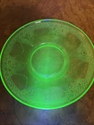 1930s Federal Lovebirds Uranium Glass Saucer Green Depression Glass