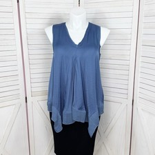 Simply Vera Wang Flowy Tunic Top Large Blue Boho Lagenlook Balletcore Sleeveless