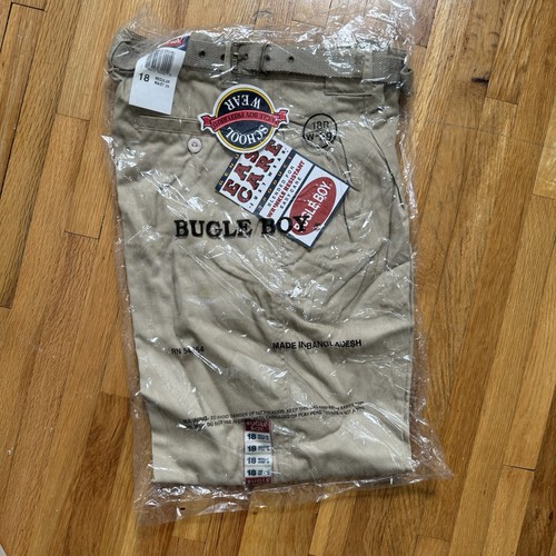 Bugle Boy Khaki Pants Boys Chino Pants Prep School Uniform w/ Belt Sizes: 18