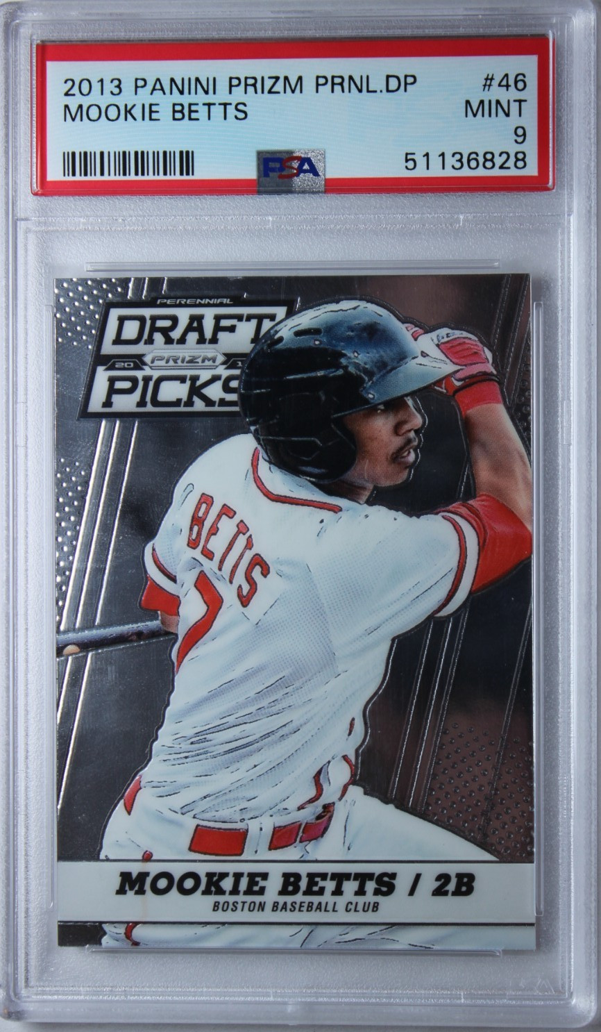 2013 Panini Prizm Mookie Betts Draft Picks ROOKIE Card #46 PSA 9 Mint