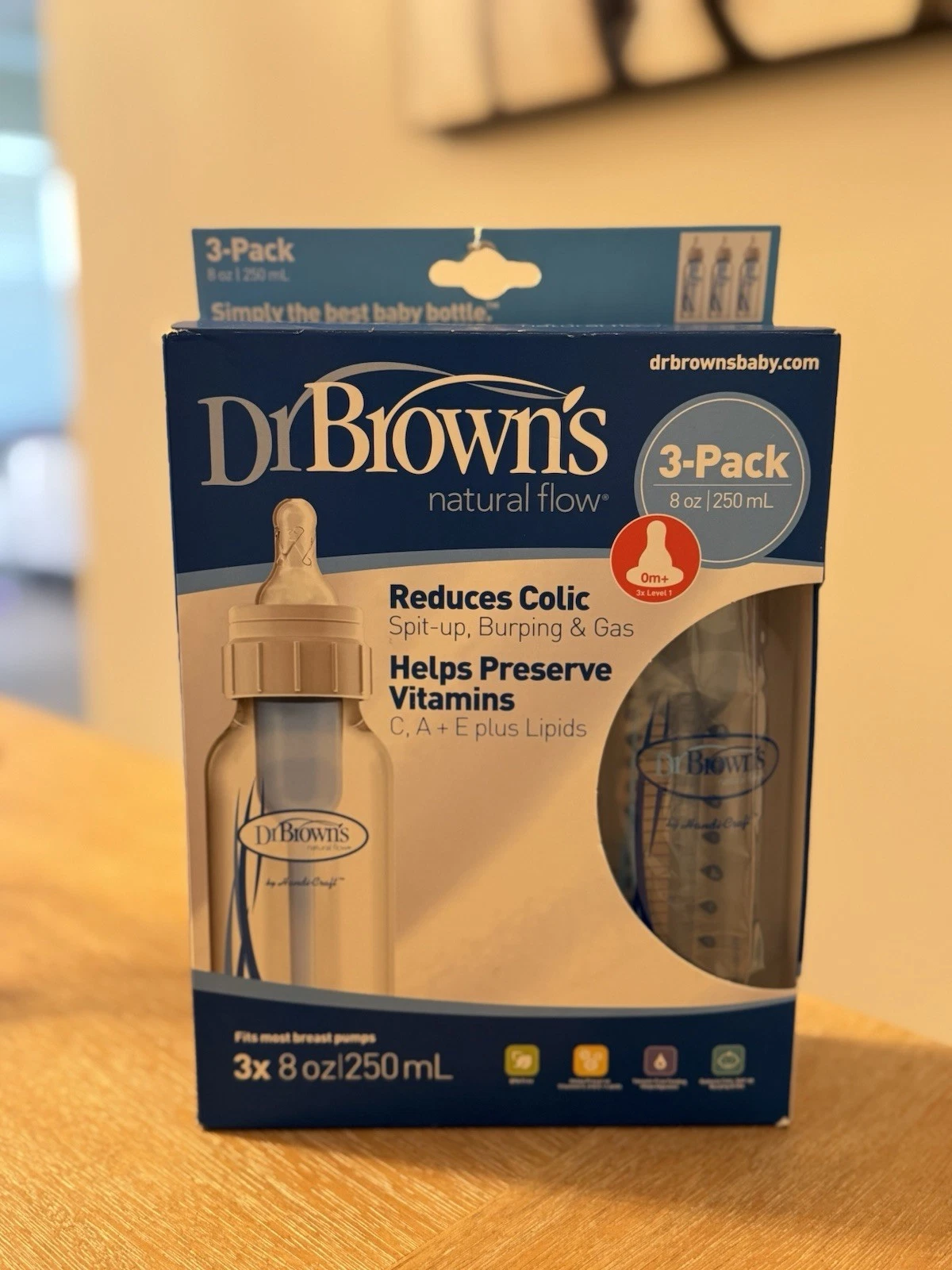 Dr Brown's Natural Flow Baby Bottles 3 Pack 8 oz NEW FAST SHIP