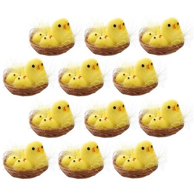 12pcs Chick Ornament Haushalt Desktop Mini Chicks Spielzeug Osterdekoration