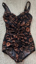 Vintage Maxine of Hollywood Women's One piece Ruched swimsuit Brown SZ 10