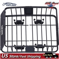 43" Black Steel Rooftop Cargo Basket Top Mount Motoring Roof Rack