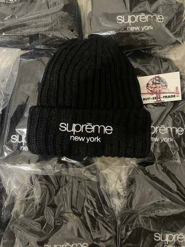 Supreme FW24 Classic Logo gros bonnet côtelé noir taille unique neuf 100% authentique