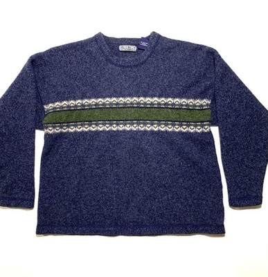 Structure Kids Blue 80s Sweater 100% Lambswool Size XL Preppy Vintage