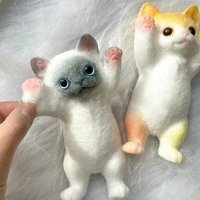 13CM Cute Taba Squishy Cat Fluffy Sticky Realistic Cat Stress Relieving Toy