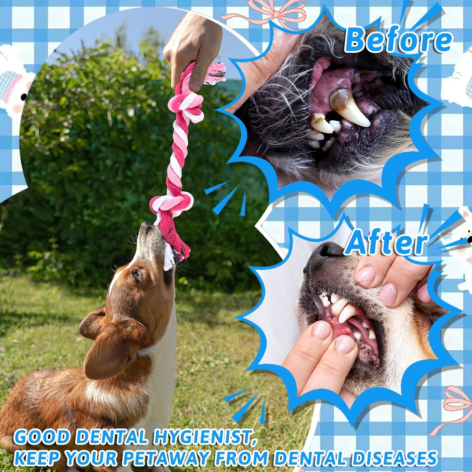 48 Pcs Dog Rope Toys Bulk, 100% Cotton Rope Dog Toys for Aggressive Chewers D...
