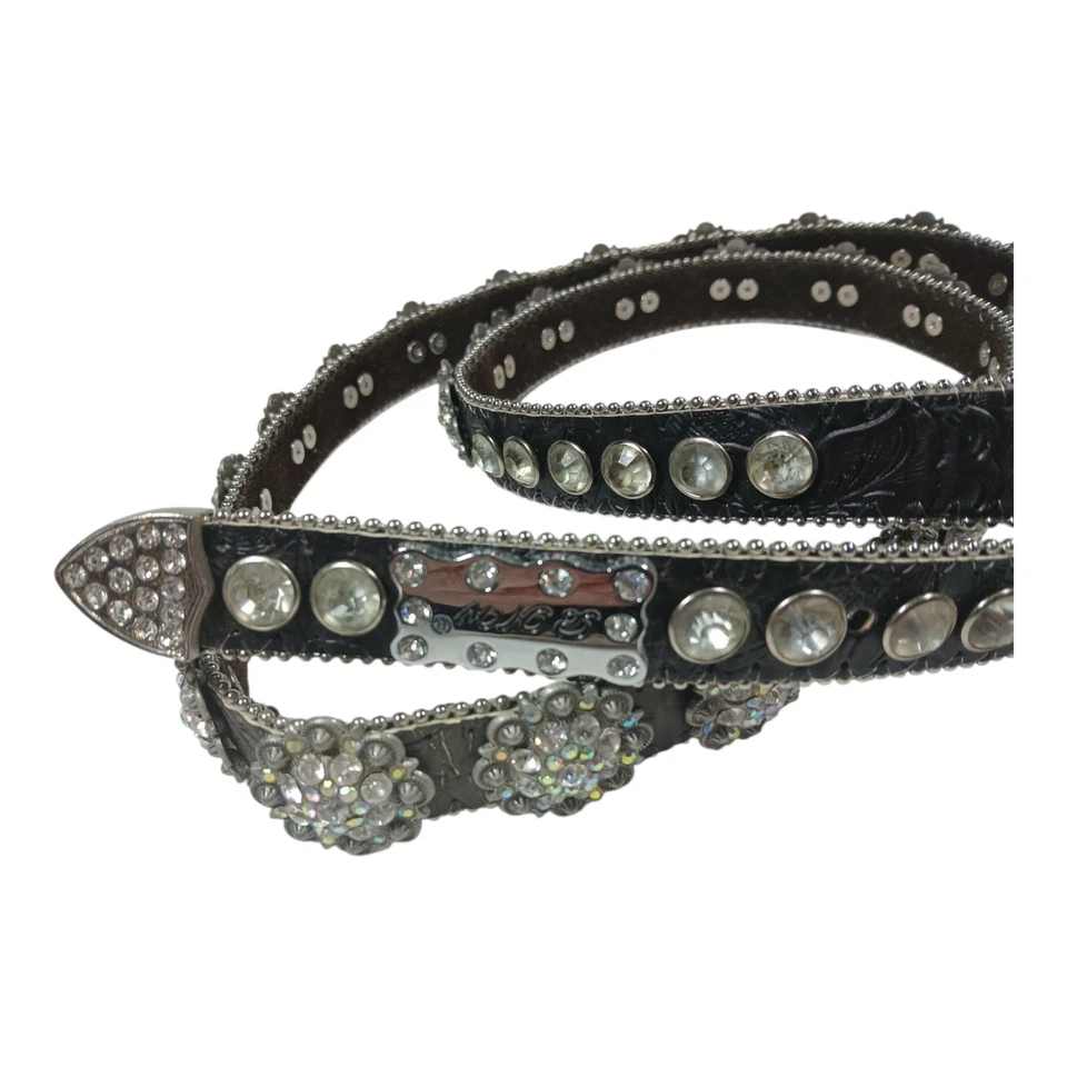 Cinturón BHW Mujer Negro Tooled Estilo Western Estrás 1" Ancho Talla 5XL 46-50" Foto 2 de 4