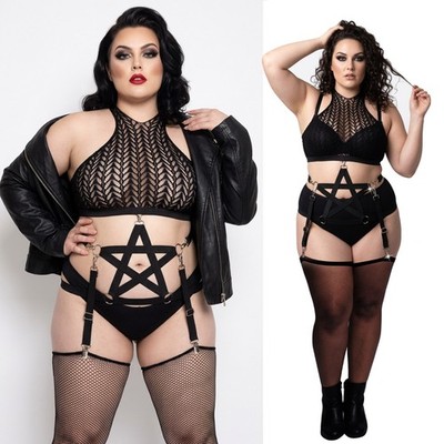 UK Size 6-32 Festival Cropped Top Knickers Party Dress, Lace Look BBW Plus