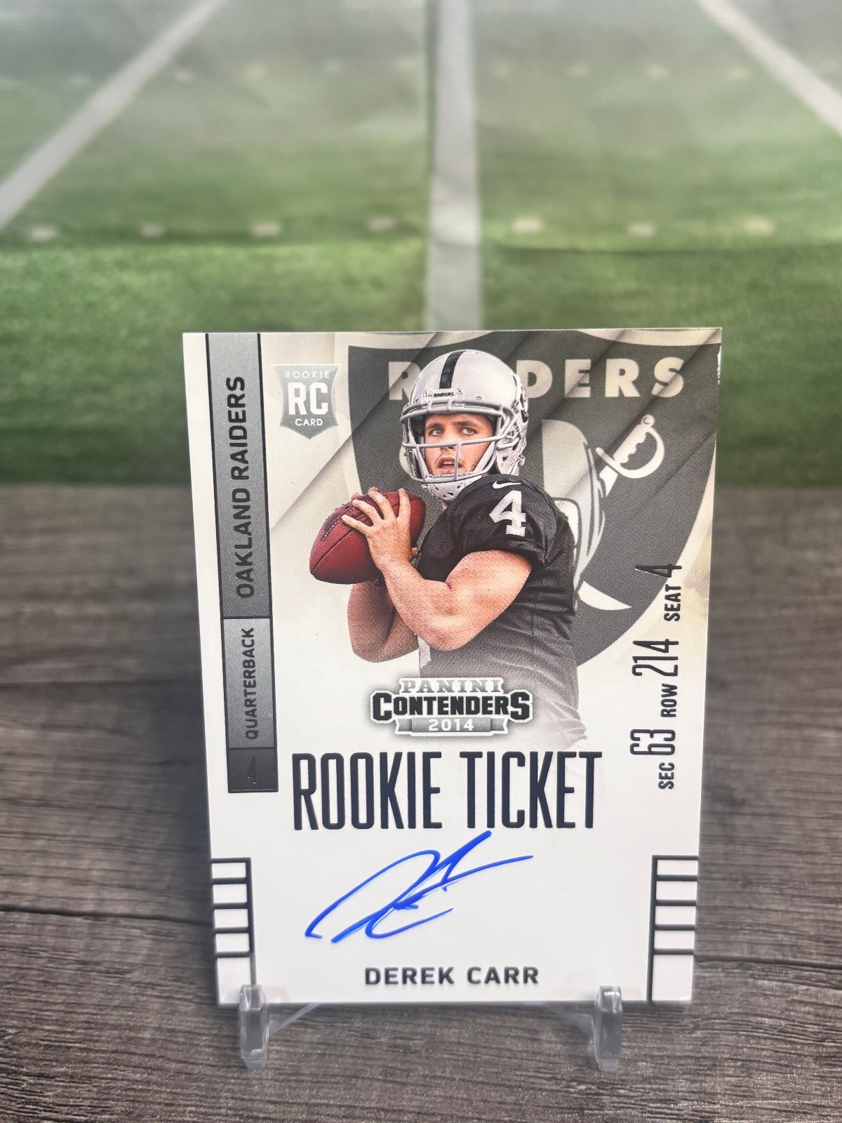 Derek Carr Panini Contenders #214 Autograph