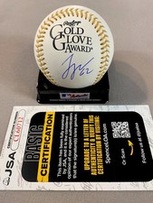 LOGAN WEBB AUTOGRAPH RAWLINGS GOLD GLOVE LOGO BASEBALL JSA CL60712