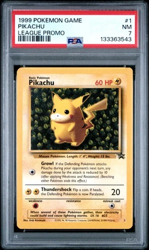 1999 POKEMON LEAGUE PROMO #1 PIKACHU PSA 7