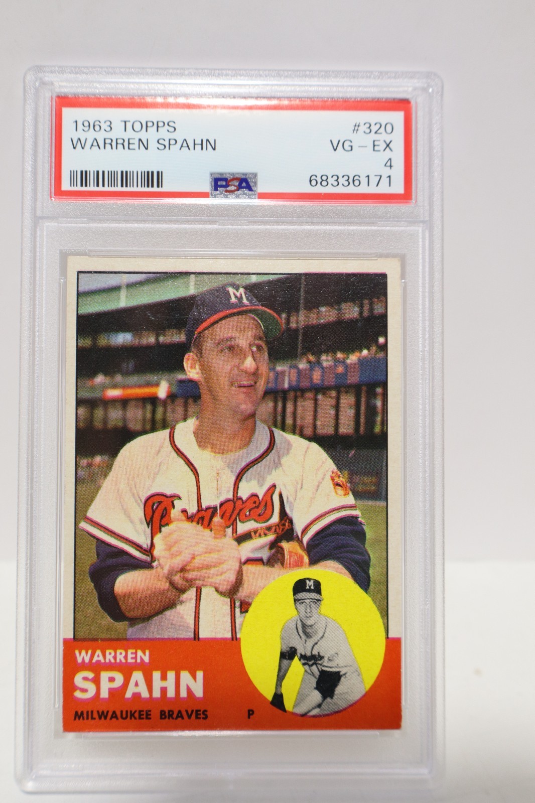 1963 Topps #320 Warren Spahn PSA 4 Graded Baseball Card MLB Milwaukee Braves