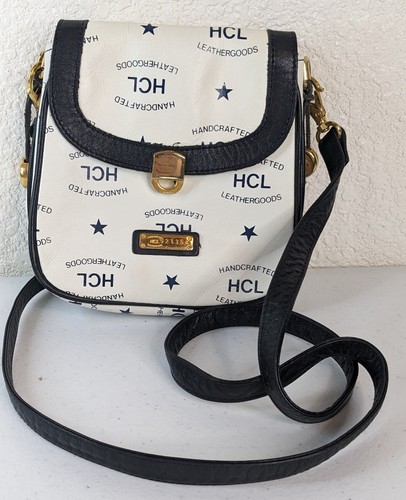 HCL Handcrafted Leathergoods White Monogram Star Crossbody Bag Vintage W Germany