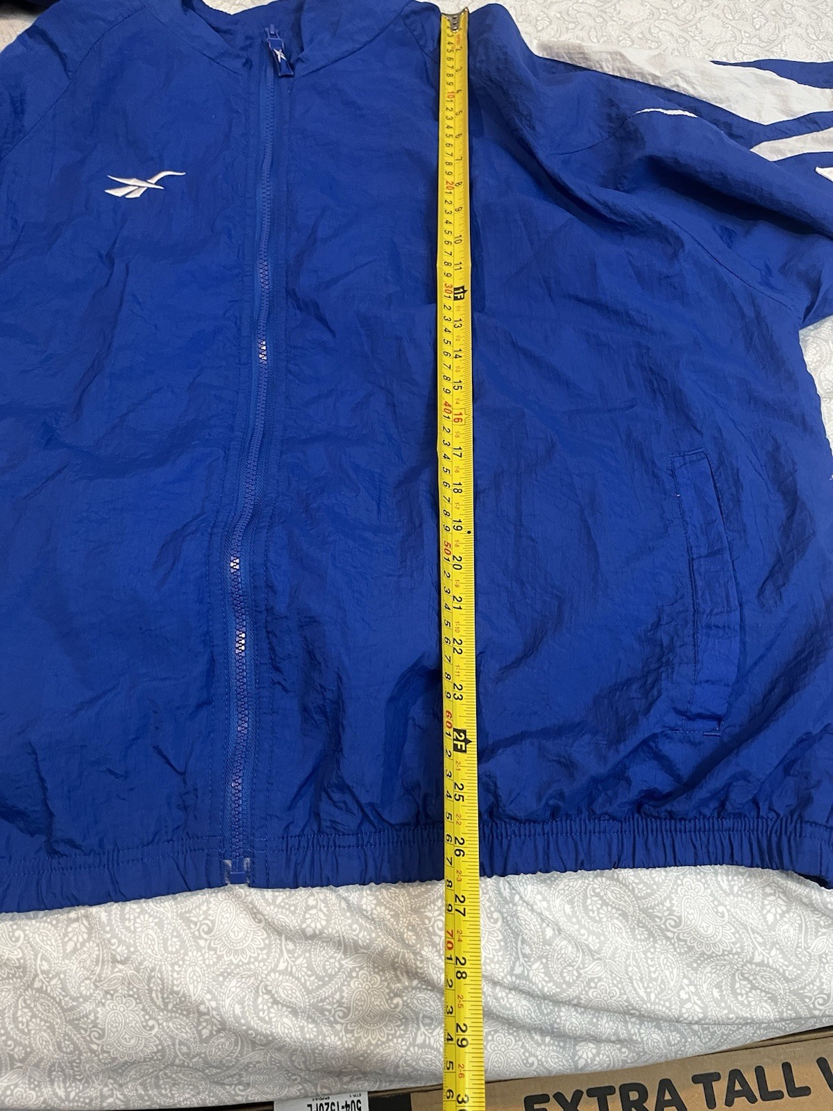 Vintage Reebok Windbreaker Track Jacket Blue White Full Zip Mesh Lined Size XL thumbnail 11
