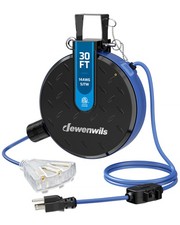 DEWENWILS 30FT Retractable Extension Cord Reel 13A Circuit Breaker ETL Listed