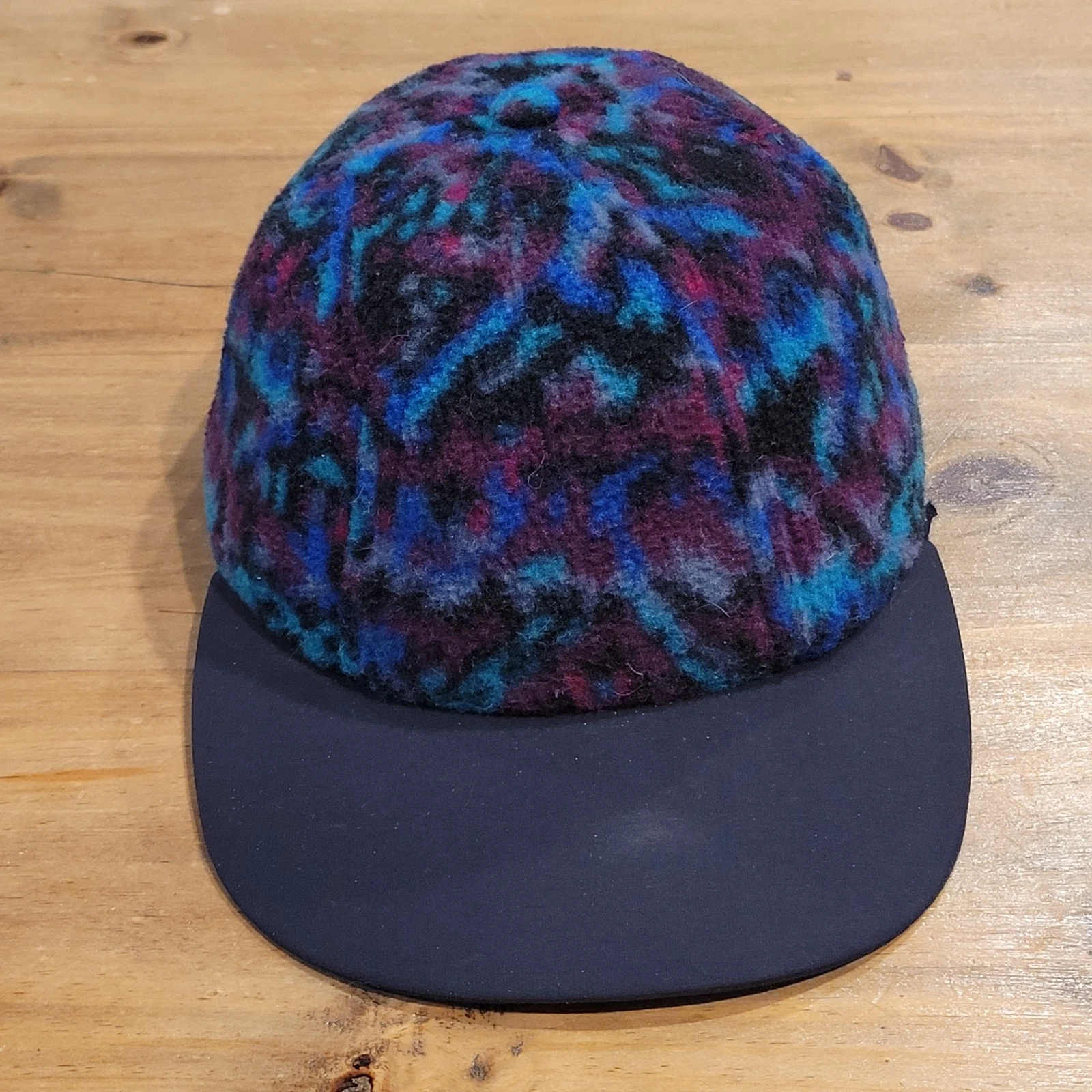 Vintage Columbia Fleece Hat Geometric Multi Color Colorful Size L/XL 90s 80s USA