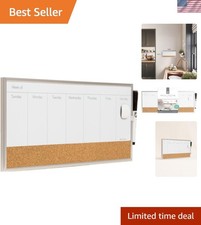 Sleek 18" x 7.5" Magnetic Whiteboard with Cork Strip for Efficient Planning
