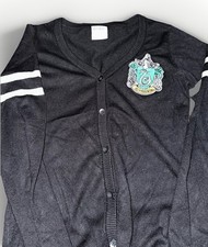 Harry Potter Slytherin House Crest Cardigan Sweater Size Small Black Embroidery
