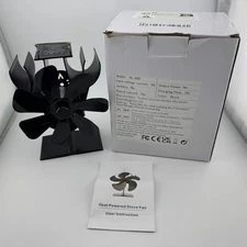 Heat Powered Four-Blade Stove Fan - Model HL-600 - Black