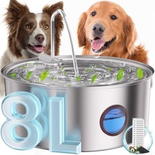 Dog Water Fountain for Large Dogs- 270oz/8L Stainless Steel Dog Water Bowl