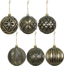 XmasExp Vintage Rustic Christmas Ball Ornaments Sets, 3.15" Plastic Bronze