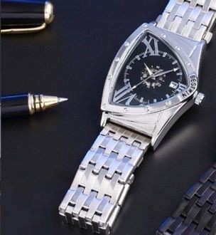 Bestwin Analog Quartz Men Triangle Men'S Watch Waterproof Silver Black Vintage 0 - Picture 3 of 6