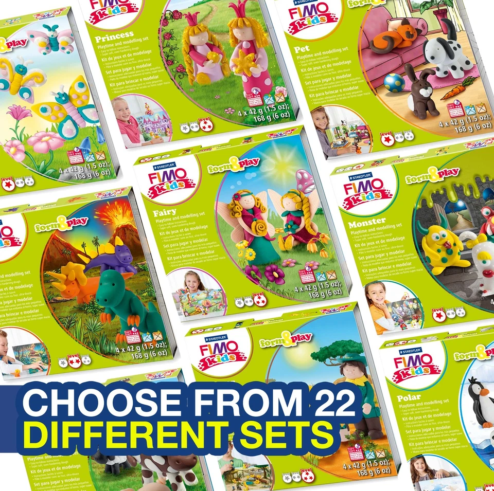 STAEDTLER FIMO KITS FOR KIDS FORM AND PLAY CLAY SETS – CHOOSE FROM 22 DIFFERENT SETS