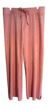 Vintage Juicy Couture Pink Velour Wide Leg Track Pants Y2K Made In America L