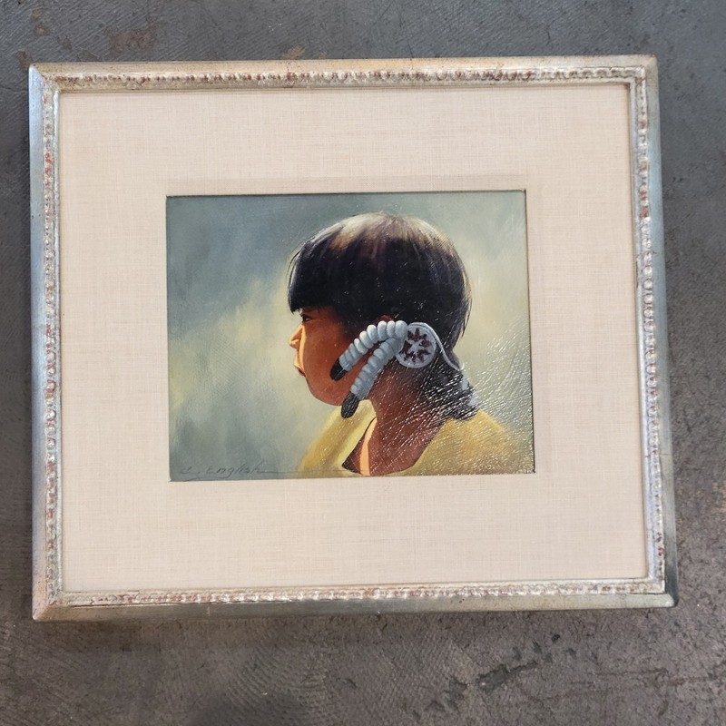 Original Oil On Board of A Beautiful Native American Girl By Cheryl English