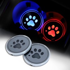 LED Car Cup Holder Lights, 2 Pack Car Coasters 7 Colors Changing USB Charging...