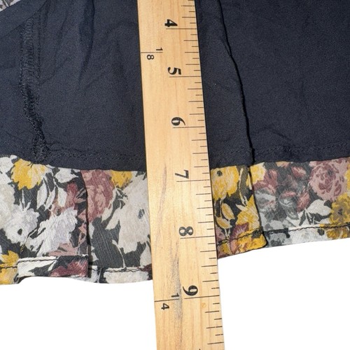 Abercrombie & Fitch Midikleid schwarz gelb Blumen Rüschensaum High-Low Gr. XS - Bild 17 von 17
