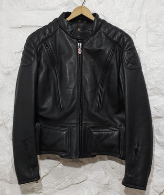 First Gear Hein Gericke Padded Black Leather Motorcycle Jacket Mens Sz 40