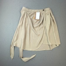 Vintage Galliano Skirt Womens 32 Beige Wrap Drape Tie Italy Designer Luxury