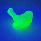 Fenton Vaseline Uranium Song Bird Figurine Vintage 1960s Partial Opalescent Uv