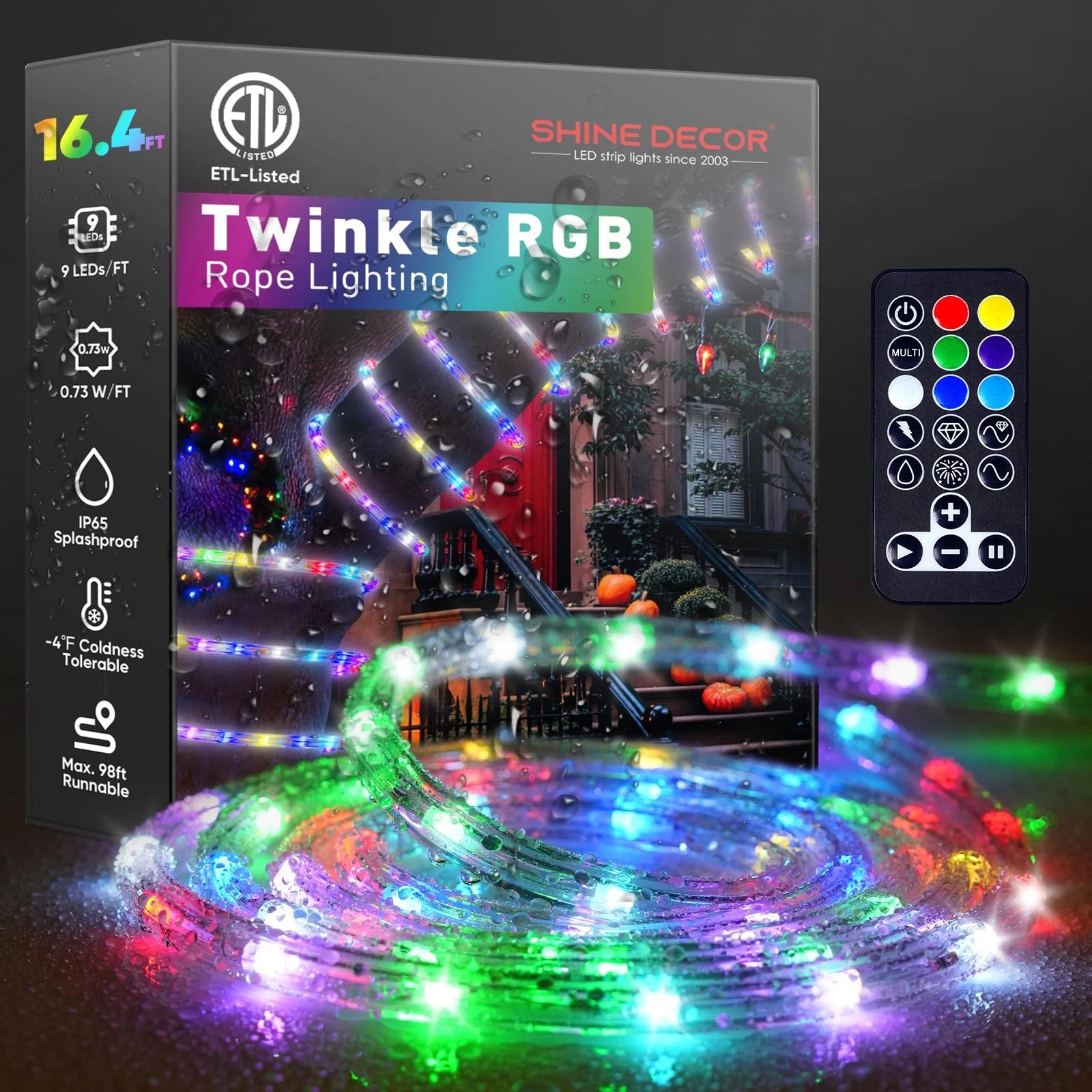 Rope Light RGB Twinkle, with 360° Durable Clear Tube Waterproof Cold Resistan...