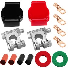 Military Spec Battery Terminal Top Post Kit with Cover, 4 Copper Lugs and Hea...