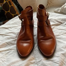 Vintage Joan And David Ankle Leather Boots Size 6 1/2 British Tan