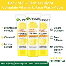 Garnier Vitamin C Face Wash 100g x3 | Bright Complete Cleansing Foam Pack