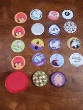 Vintage 90s Pogs Lot 15 Caps 3 Slammers Storage Cap Coca Cola Peanuts Snoopy