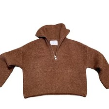 Zara Kids Girl's Brown Chunky Knit Sweater1/2 Zip High Neck Collar 5755/705 9-10